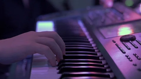 Hands playing synth on concert Stock Footage 90442825