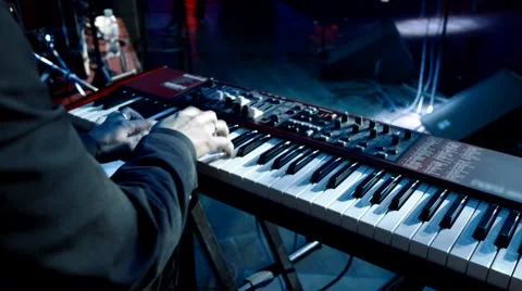 Hands playing on a synthesizer Video stock 55517746
