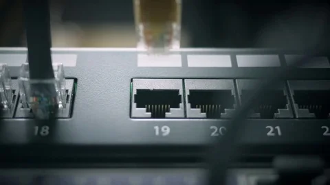 Hands plug in the ethernet cable Stock Footage 85187982