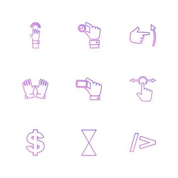 Hands , pointer , arrows , directions , eps icons set vector Illustrazione stock