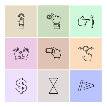 Hands , pointer , arrows , directions , eps icons set vector Illustrazione stock