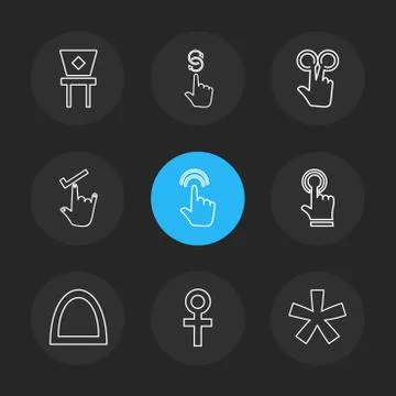 Hands , pointer , arrows , directions , eps icons set vector Illustrazione stock