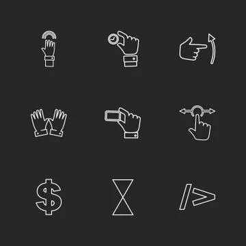 Hands , pointer , arrows , directions , eps icons set vector Illustrazione stock