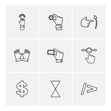Hands , pointer , arrows , directions , eps icons set vector Illustrazione stock