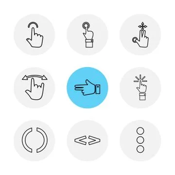Hands , pointer , arrows , directions , eps icons set vector Illustrazione stock