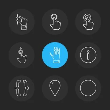 Hands , pointer , arrows , directions , eps icons set vector Illustrazione stock