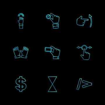 Hands , pointer , arrows , directions , eps icons set vector Illustrazione stock