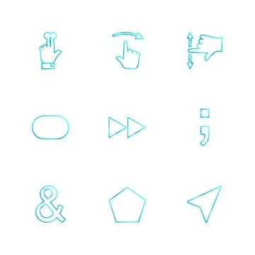 Hands , pointer , arrows , directions , eps icons set vector Illustrazione stock