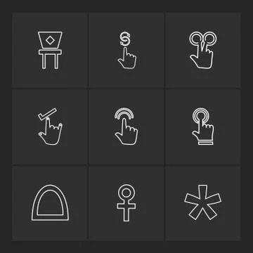 Hands , pointer , arrows , directions , eps icons set vector Illustrazione stock