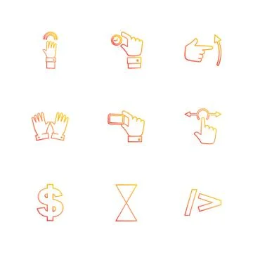 Hands , pointer , arrows , directions , eps icons set vector Illustrazione stock