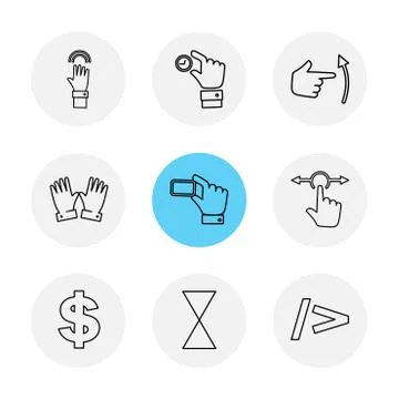 Hands , pointer , arrows , directions , eps icons set vector Illustrazione stock