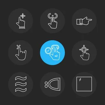 Hands , pointer , arrows , directions , eps icons set vector Illustrazione stock
