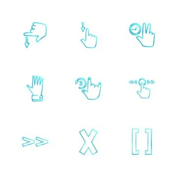 Hands , pointer , arrows , directions , eps icons set vector Illustrazione stock