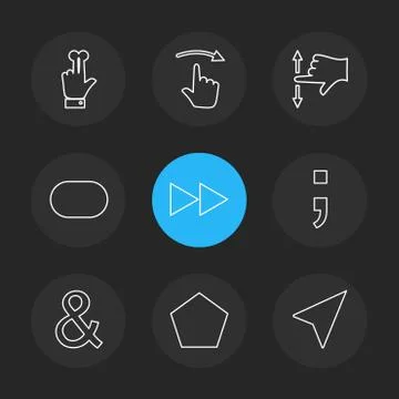 Hands , pointer , arrows , directions , eps icons set vector Illustrazione stock