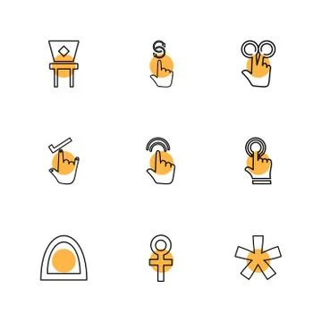 Hands , pointer , arrows , directions , eps icons set vector Illustrazione stock