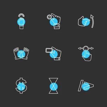 Hands , pointer , arrows , directions , eps icons set vector Illustrazione stock