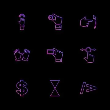 Hands , pointer , arrows , directions , eps icons set vector Illustrazione stock