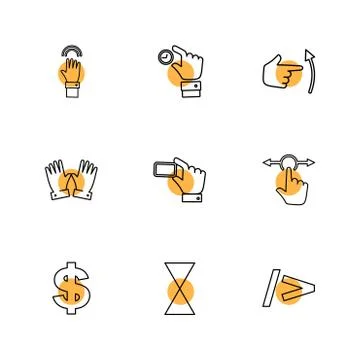 Hands , pointer , arrows , directions , eps icons set vector Illustrazione stock