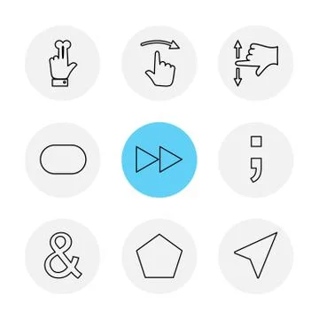 Hands , pointer , arrows , directions , eps icons set vector Illustrazione stock