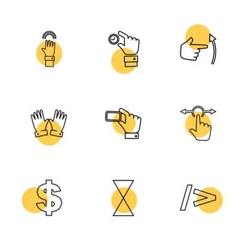 Hands , pointer , arrows , directions , eps icons set vector Illustrazione stock