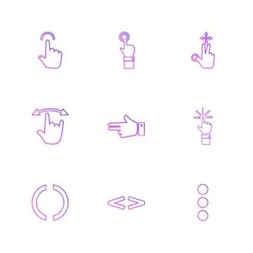 Hands , pointer , arrows , directions , eps icons set vector Illustrazione stock