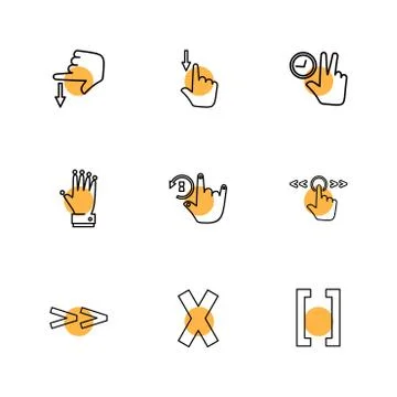 Hands , pointer , arrows , directions , eps icons set vector Illustrazione stock