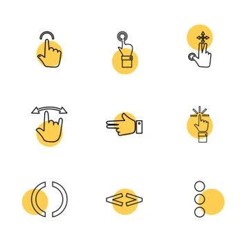 Hands , pointer , arrows , directions , eps icons set vector Illustrazione stock