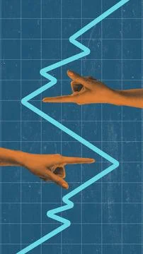 Hands pointing at dollar currency with a graph background showing financial Stock Photos