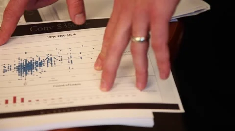 Hands Pointing Going over data Video stock 68677294