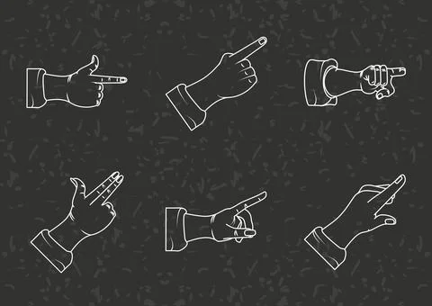 Hands pointing in white line style Stockillustratie