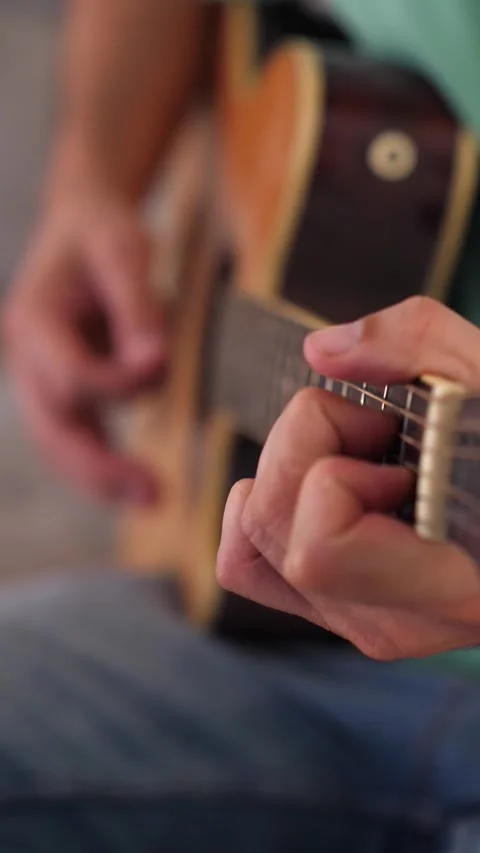 Hands practicing guitar chords Stock Footage 295141831