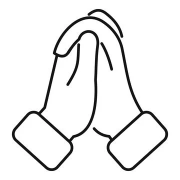 Hands praying gesture line art icon vector 库存插图