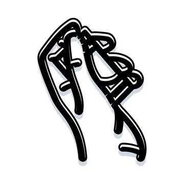 Hands praying line art black white vector 库存插图