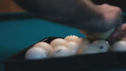 Hands prepare billiard balls close-up Stock Footage 73819881