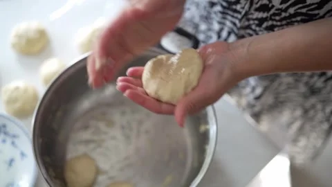 Hands preparing dough for fresh bread Stock Footage 320346466