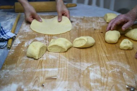 Hands Preparing Dough Stock Photos
