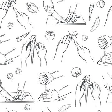 Hands preparing food. Stock Illustration