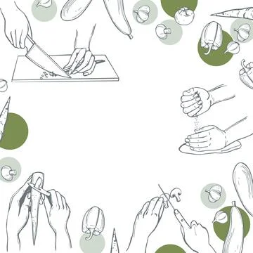 Hands preparing food. Stock Illustration