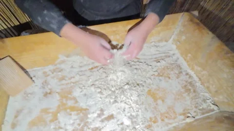Hands preparing pasta Video stock 297562170