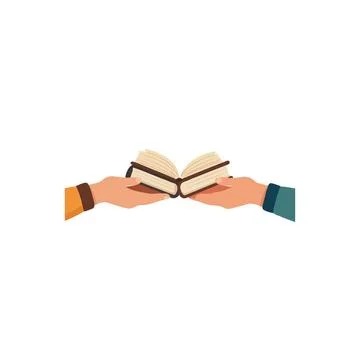 Hands present an open book revealing knowledge and stories of wisdom and im.. イラスト素材