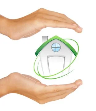 Hands preserving small house Stock Photos