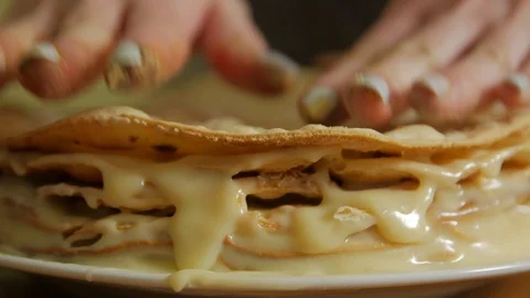 Hands press cake Stock Footage 129169760