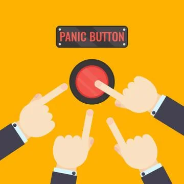 Hands pressing panic button Stock Illustration