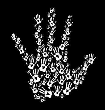 Hands print in hand line Stock Illustration