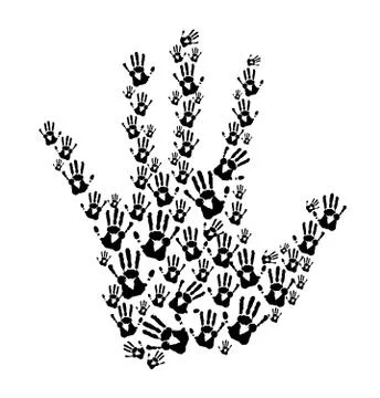 Hands print in hand line Stock Illustration