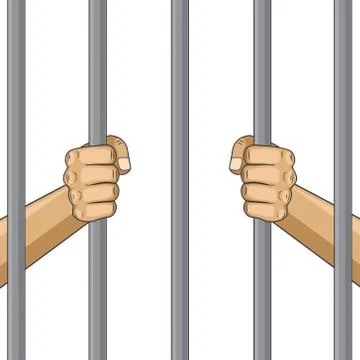 Hands of prison. Vector illustration, isolated on white. Stock Illustration