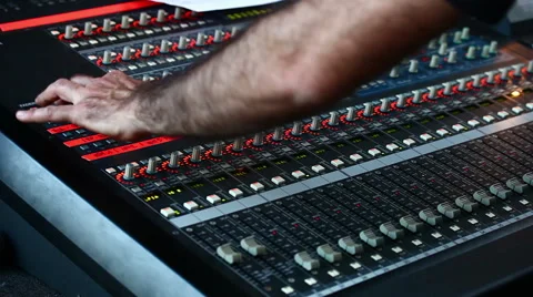 Hands on professional audio mixer Stock Footage 56057732