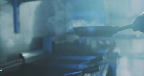 Hands of professional chef moving pan from stove to the oven Stock Footage 203558112