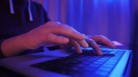 Hands of professional worker using typing on laptop keyboard sit at home office. Stock Footage 239062323