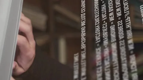 Hands of programmer or data analytic working with code on transparent screen Video stock 204944846